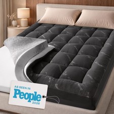 Mattress Topper King 4 Inch Dual Layer Memory Foam Dark Gray Size