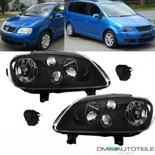 2x Scheinwerfer Schwarz SET H7 +Stellmotor passt für VW Caddy III Touran 1T2 1T3