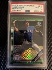 2019 Bowman Chrome Prospects Hans Crouse Green refractor /31- PSA 10
