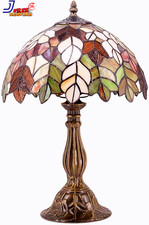 Tiffany Table Lamp Stained Glass Style Maple Leaf Bedside Lamp Desk Reading