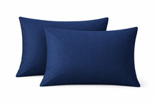 100 Egyptian Cotton Zipper Pillow Case Set Of 2 Navy Blue Standard 20" X 26  