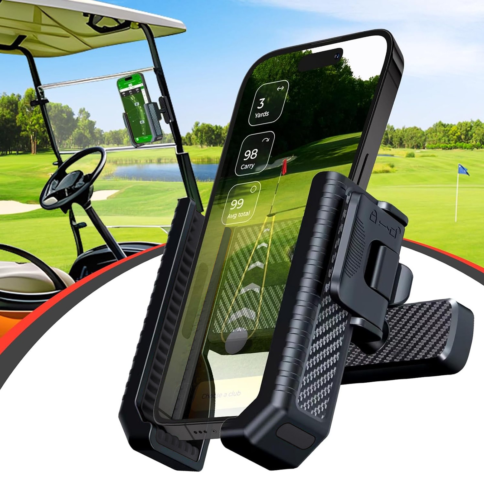 N52 Magnetic Phone Holder for Golf Cart 360&deg; Rotation Mount for iPhone Samsung