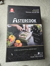 Knife Set 15 Pcs Kitchen Knife Set With Block Astercook German  Black