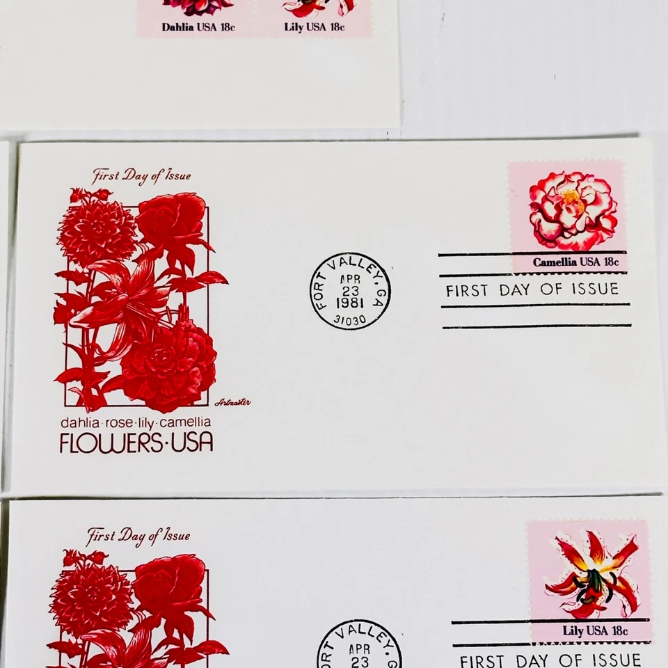 US Stamps First Day Of Issue Flowers USA Envelope Full Set Of 5 April 1981 GA - Image 4 of 4