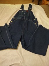 DICKIES Men's CARPENTER BIB Overalls blue denim 42"-43" X 32" white stitch NWOT