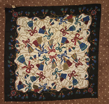 Vintage BERKSHIRE Scarf BOOKLET Tassel Pattern Polyester Italy Navy Red 30"
