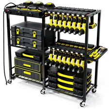 Power Tools Organizer Cart w/Charging Station Garage Storage Cart With Wheels