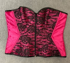 Intimate Attitudes Vintage Corset Pink Black Mesh Y2k Size 40 Lace Up Back Zip