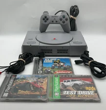 Sony PlayStation 1 (PS1 SCPH-7501) Console Bundle W/ 3 Racing Games-TESTED/WORKS