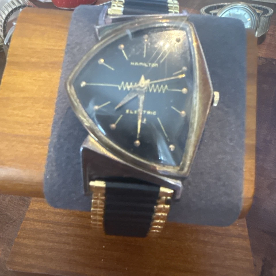 Vintage Hamilton Ventura 10K Gold Filled Black Dial Good Condition Not Running - image 3 of 4