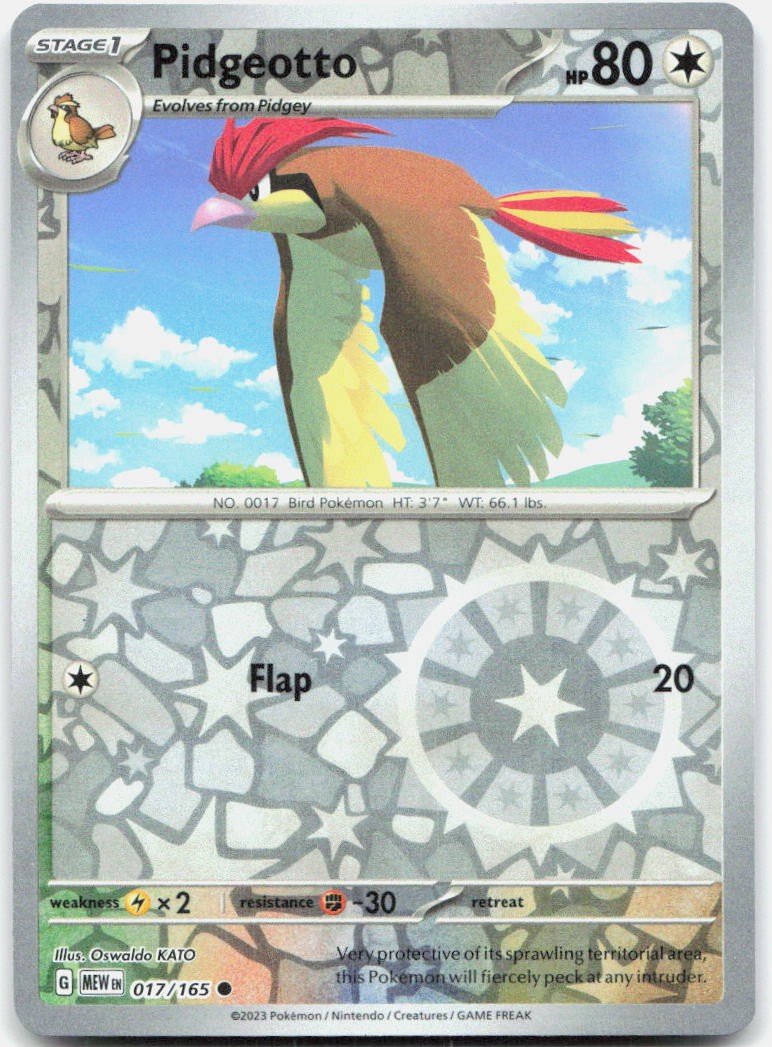 Pidgeotto 017/165 Common 151 Pokemon Reverse Holo Near Mint