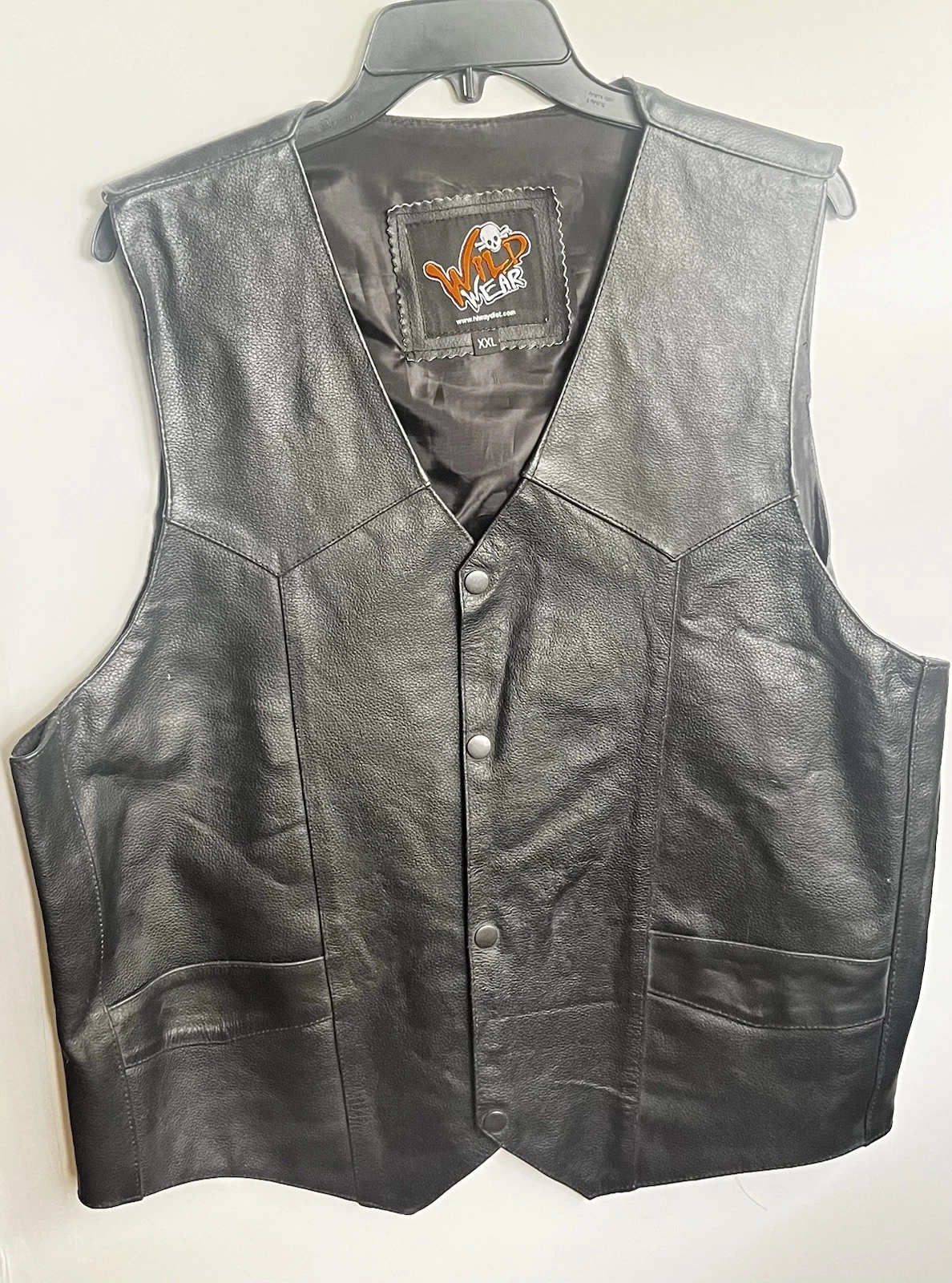 Leather Vest Men’s Wild Wear 100% Black XXL - product detail image 1