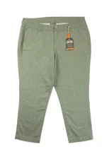 Jag Jeans Plus Size 22W Classic Fit Crop Green Embroidered Pink Polka Dots NWT