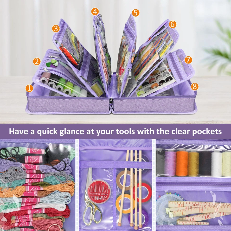 Sewing and Craft Supplies Storage Tote Travel Packing Organizer Bag with Handle - Image 2 of 4