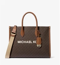 Michael Kors Mirella Medium Brown Crossbody Handbag Purse Tote Shoulder Bag