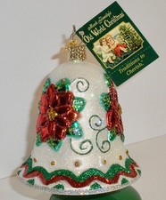 2013 POINSETTIA BELL - OLD WORLD CHRISTMAS BLOWN GLASS ORNAMENT W/TAG 38041