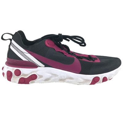 Womens 9 Nike React Element 55 Running Shoes Black Purple CJ1497-991 Lace Up