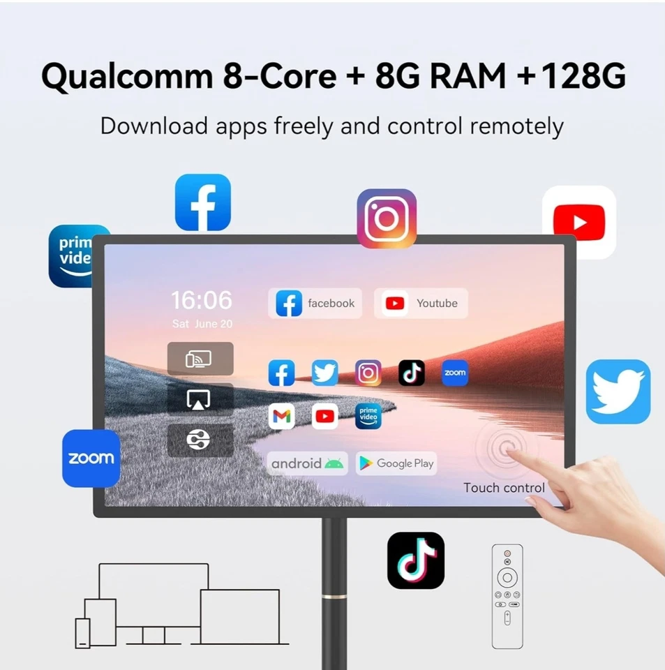 BISPRICO 27-INCH 1080P PORTABLE TOUCH-SCREEN MONITOR 8GB 128GB STORAGE - Image 2 of 4