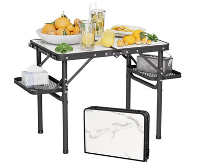 Mesa plegable portátil 2 ft de aluminio, ligera y compacta para camping y playa.