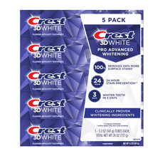 Crest 3D White 5 Pack Advanced Whitening Toothpaste 26oz Total