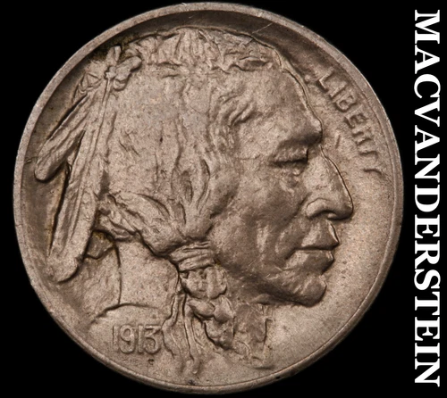 1913-S Buffalo Nickel- Type 1- Semi Key- Almost Unc+/ Uncirculated Luster #J1838