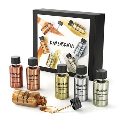 KAMENSKAYA Liquid Leaf Paint  Gilding Paint Set  Rich & English Gold, Silver,...