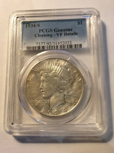 1934 S Peace Silver Dollar PCGS VF Details