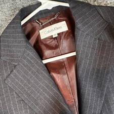 Calvin Klein Women's Gray Pinstripe Blazer Jacket Size 8