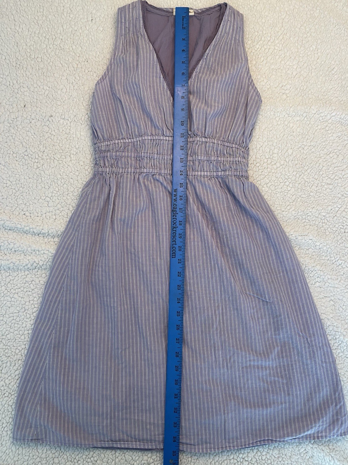 Converse One Star Dress Small Purple Striped Sleeveless V Neck Smocked Waist thumbnail 6