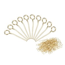 300 x Stainless Steel Eye Pins 0.6mm/24 Gauge 14mm Earring Flat Headpins, Gold