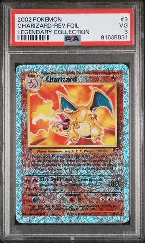 2002 Pokemon Legendary Collection #3 Charizard Reverse Foil PSA 3 EX