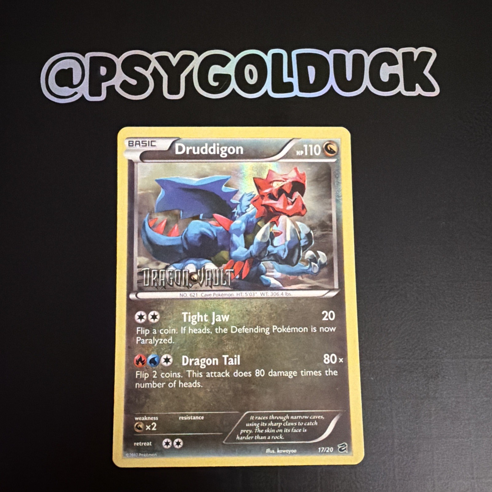 Pokemon Card Druddigon Dragon Vault STAMPED Holo 17/20 - LP A10