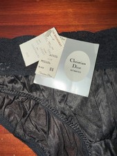 VTG Christian Dior Silky Nylon Lace Hi-cut Sissy Bikini Panty Black Sz 06 NWT
