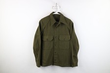 Vintage 50s Korean War Mens Medium Wool Military Field Shirt Jacket Green USA