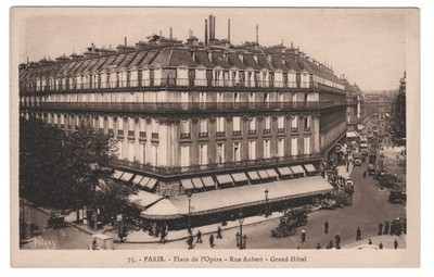 Paris Place de l'Opera Grand Hotel Cafe de la Paix Postcard