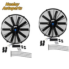 2x Universal 14 Slim Radiator Cooling Fan Push Pull 12v Mount Kit Electric 2x Universal 14 Slim Radiator Cooling Fan Push Pull 12v Mount Kit Electric