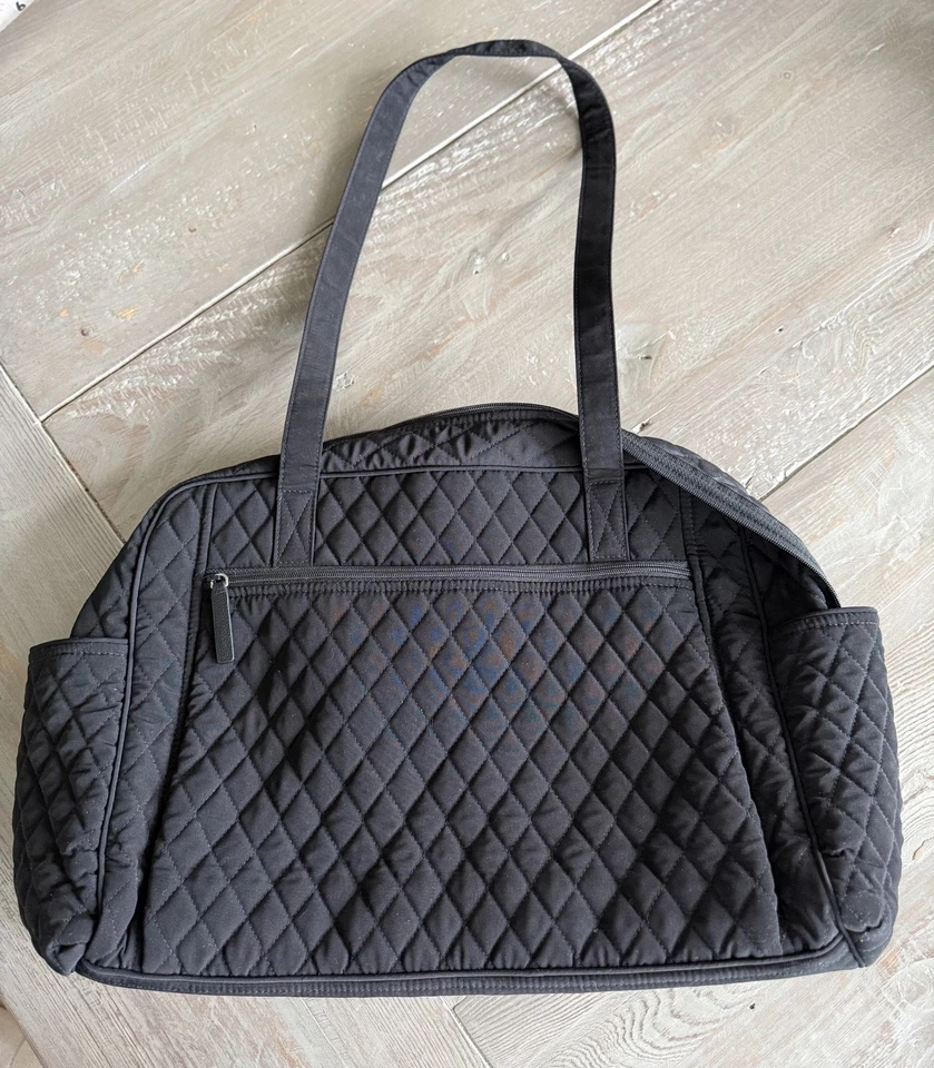 Bolsa de pañales para bebé Vera Bradley con cambiador acolchada de microfibra negra - nueva sin etiquetas Foto 3 de 4