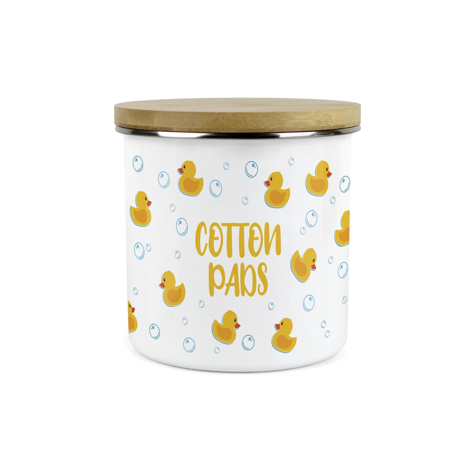 Cotton Pads Storage Canister - Rubber Ducks 1.2L Enamel Bathroom Container Gift