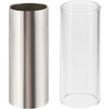 2 Pieces Glass Slide and Stainless Steel Slide in Box for Guitar Bass Medium ...