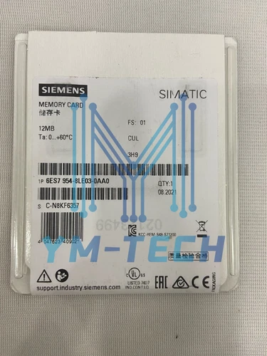 Siemens 6ES7954-8LE03-0AA0 SIMATIC S7 Memory Card, 12MB, 3.3V Flash, New Sealed