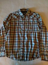 Wrangler Shirt Mens Large Plaid Multicolor Retro Pearl Snap Western Long Sleeve