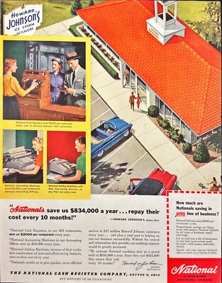 National Cash Register Howard Johnsons  Dayton OH Vintage Print Ad 1955