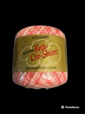 J&P Coats KNIT-CRO-SHEEN 100% Mercerized Crochet Cotton: color Shades Pinks