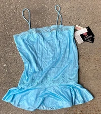 Lily of France Rosa Puleo-Szule Nighty 1970s New with Tags Ice Blue Small w lace