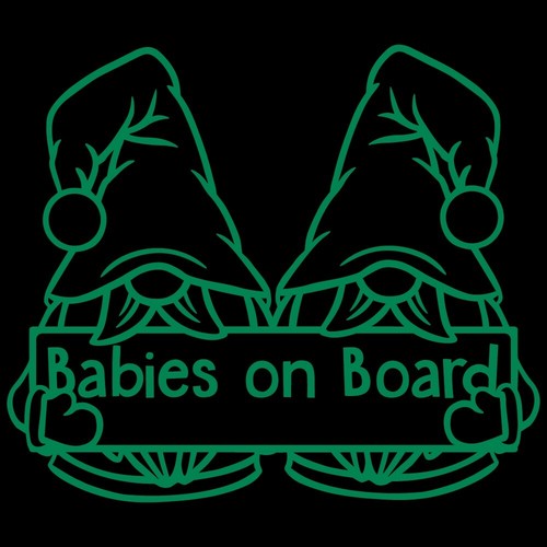 6.9" BABIES ON BOARD GONKS v2 Vinyl Decal Sticker Window Twins Boy Boys Gnome - Picture 13 of 31