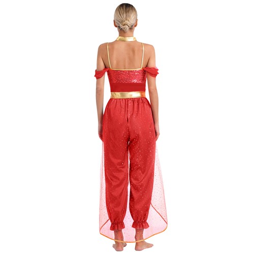 Womens Costume Metallic Dancewear Sleeveless Belly Performance Cosplay Sequin - Picture 23 of 44