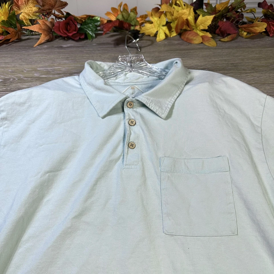 Paradise Island Polo Shirt Size 2XL (XXL) Short Sleeve Collared Light Blue - Image 4 of 4