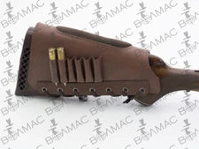 Premium Leather Rifle Cartridge Holder Ammo Butt stock 6 Pockets. Made in Europe