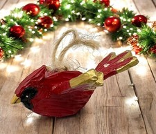 Kurt S Adler Red Cardinal Bird Christmas Tree Ornament with Gold Accents