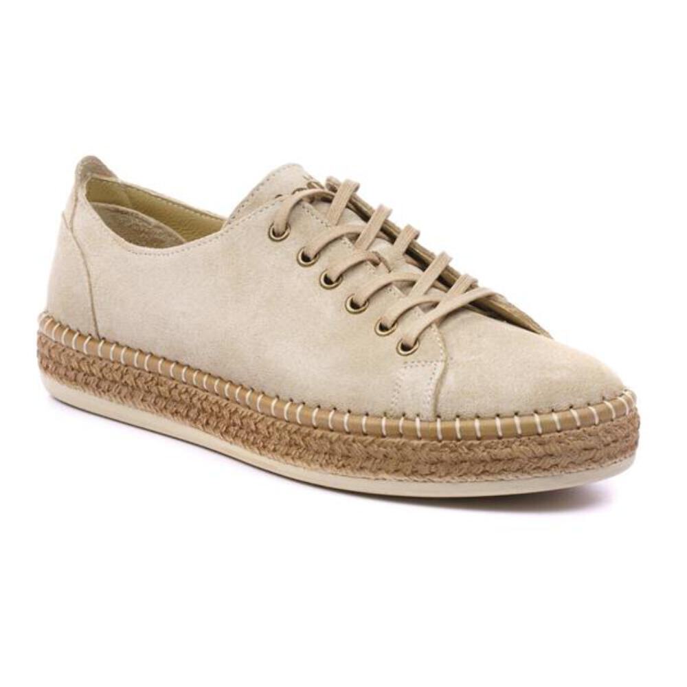 Lazy Dogs Maddison JLD010 Ladies Beige Suede Lace Up Shoes UK